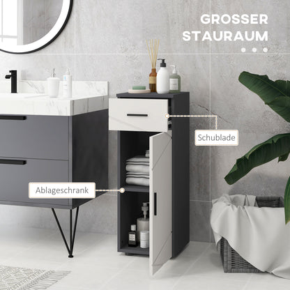kleankin Badezimmerschrank, Badkommode, verstellbare Regale, bis zu 25 kg belastbar, Grau