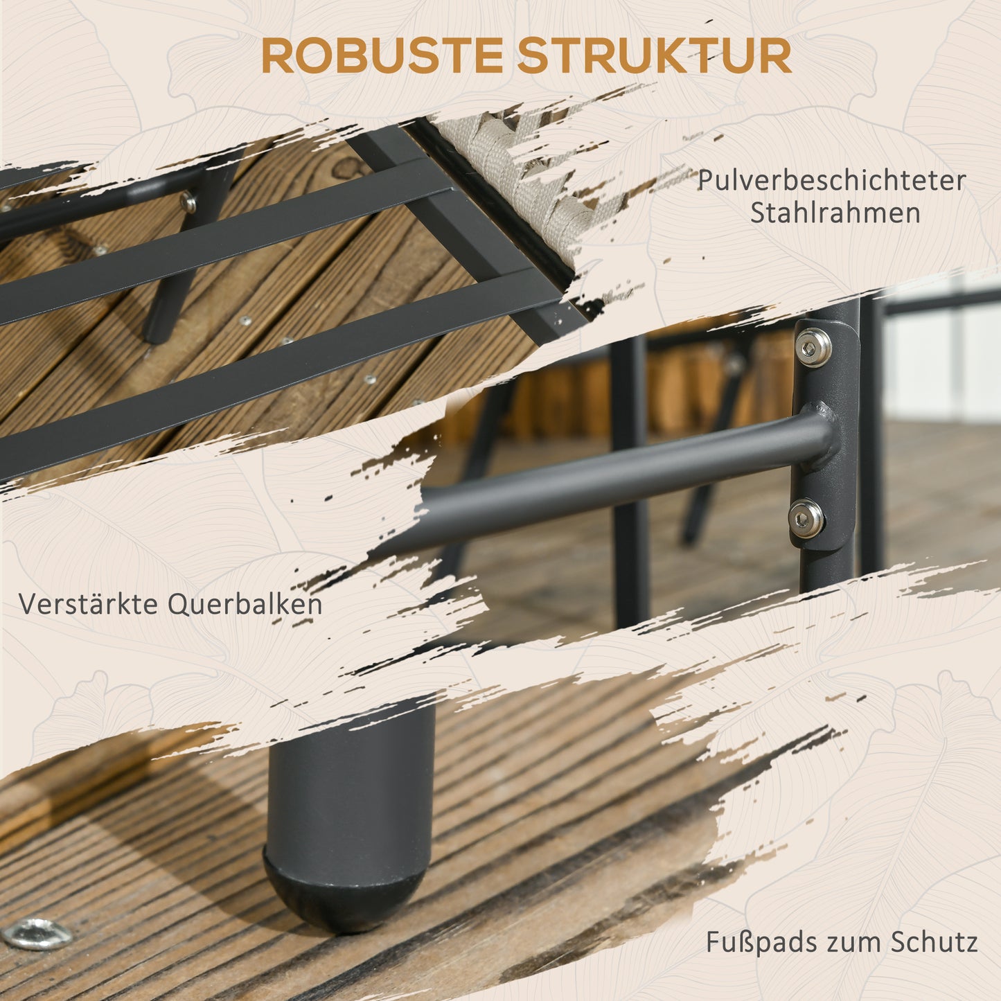 Outsunny Terrassenstuhl 2er-Set، Boho-Stil، bequeme Sitzschal، Sitzauflagen،washbarer Bezug، Metallrahmen، بيج