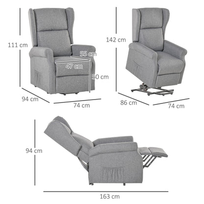 HOMCOM Relaxsessel, Aufstehhilfe, Liegefunktion, bis 200kg, 72,5x94x109cm, Grau