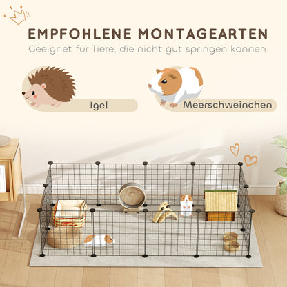 PawHut Gittergehege Freigehege Laufgehege für Kleintiere Laufstall Kleintierkäfig Metallgitter flexibel umformbar أسود 106 × 73 × 36 سم