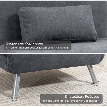 HOMCOM Polstersessel mit Bettfunktion، 3-in-1 Design، Schlafsessel، Gästebett، Stoffbezug، mit Kissen، Dunkelgrau