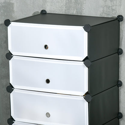 HOMCOM Modulares Regalsystem für 6 Paar Schuhe, 49 cm x 36,5 cm x 108 cm, Schwarz