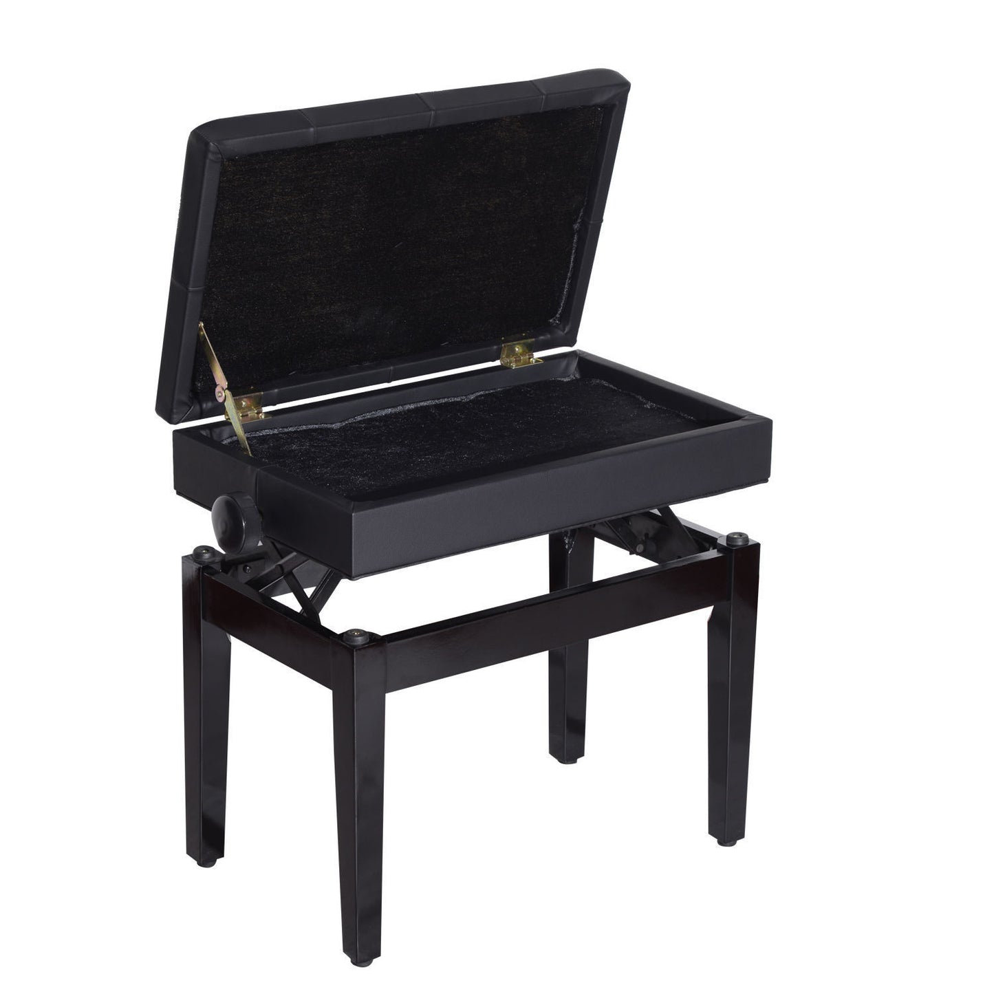 HOMCOM Klavierhocker Höhenverstellbar Klavierbank mit Verstecktem Stauraum, Pianobank mit Kunstleder Kissen Keyboardbank für Piano Keyboard 54,5 x 33 x 48-58 cm Schwarz
