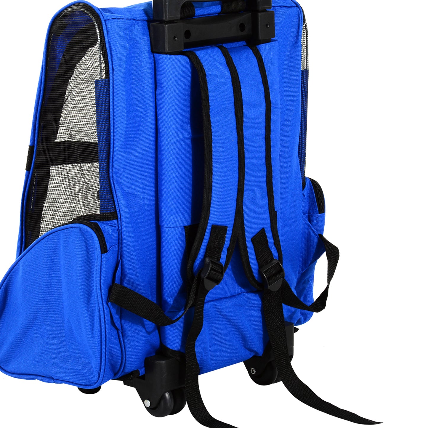 Pawhut Hundetransporttasche, Haustierrucksack, 2-in-1-Design, ausziehbarer Griff, Seitentaschen, Blau, 42 x 25 x 55cm
