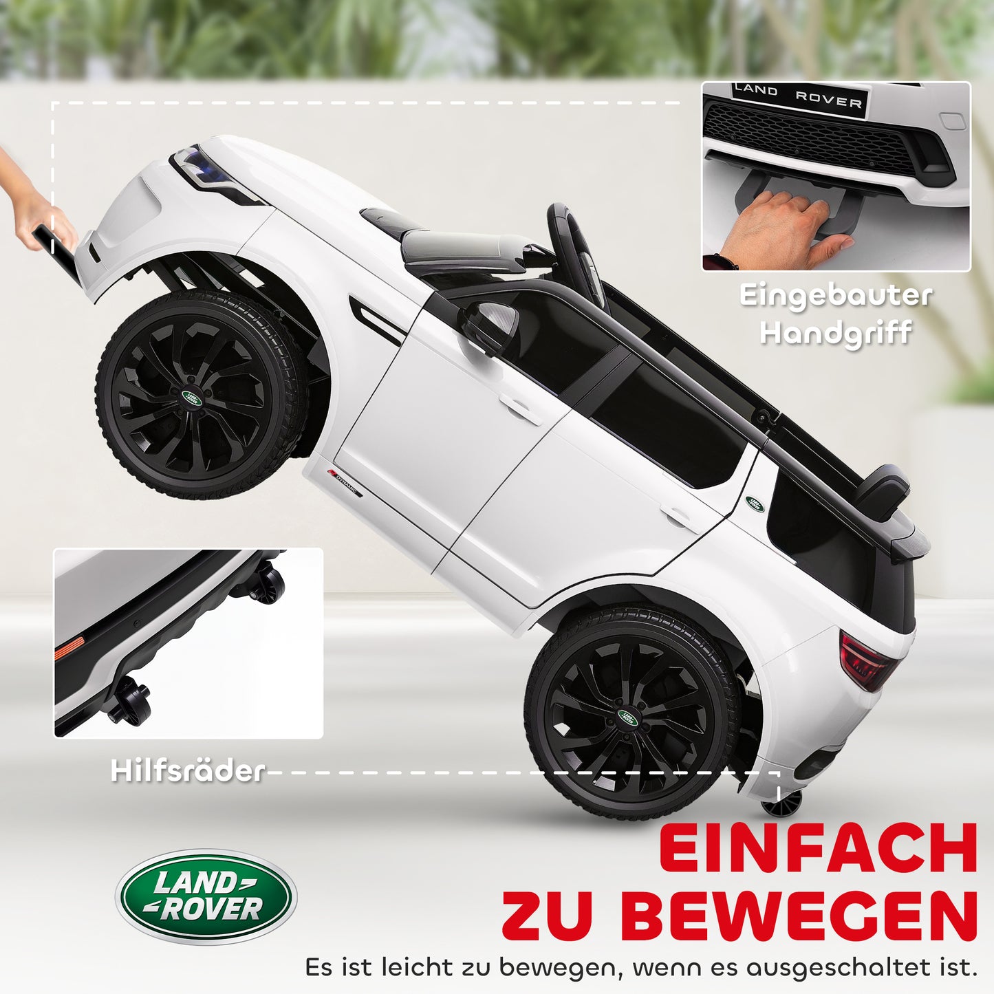 AIYAPLAY Kinder-Elektroauto, 12V Kinderfahrzeug mit Fernbedienung, LED-Lichtern, Musik und Hupe, 3-6 Jahre, Weiß