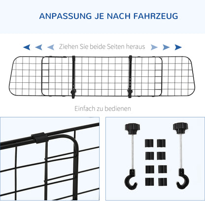 PawHut Hundegitter Auto Universal Autoschutzgitter für Hunde mit Stufenlos Verstellbare Breite, Trenngitter für Kofferraum Hunde Autogitter Hundeschutzgitter Schutzgitter 91-152 x 30 cm