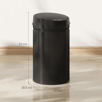 HOMCOM 30 Liter Sensor-Mülleimer mit Soft-Close-Funktion, berührungsfreier Abfalleimer aus Edelstahl für hygienische Küchen