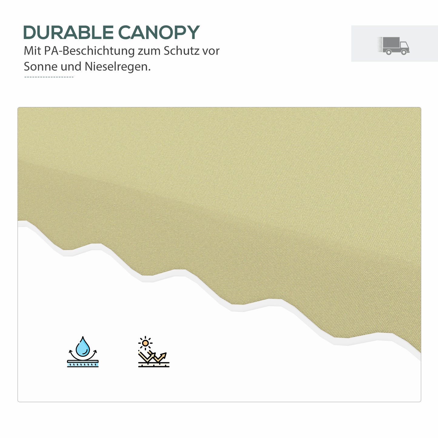 Outsunny Gartenschirm, Ampelschirm, dekorativer Rand, Lüftungsdach, Metallgestell, 2,4x2,4x2,6m, Beige