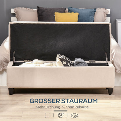 HOMCOM Polsterbank mit Stauraum, Knopfheftung, bis 120 kg, 125 x 49 x 41,5 cm, Beige