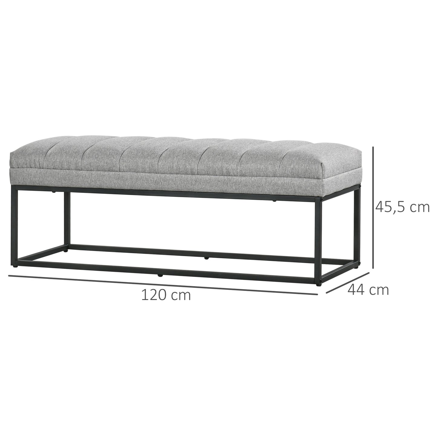 HOMCOM Sitzbank im Industrie-Design, Bettbank, Metallbeine, Rosa + Schwarz