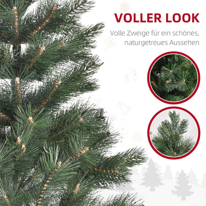 HOMCOM Weihnachtsbaum Ø90 x 180 cm, künstliche Tanne, realistisches Nadelkleid, Grün