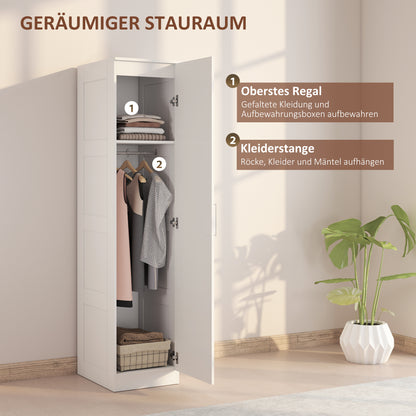 HOMCOM Kleiderschrank Mehrzweckschrank mit Kleiderstange, Regal, باب ناعم الإغلاق 40 x 52 x 180 cm Weiß
