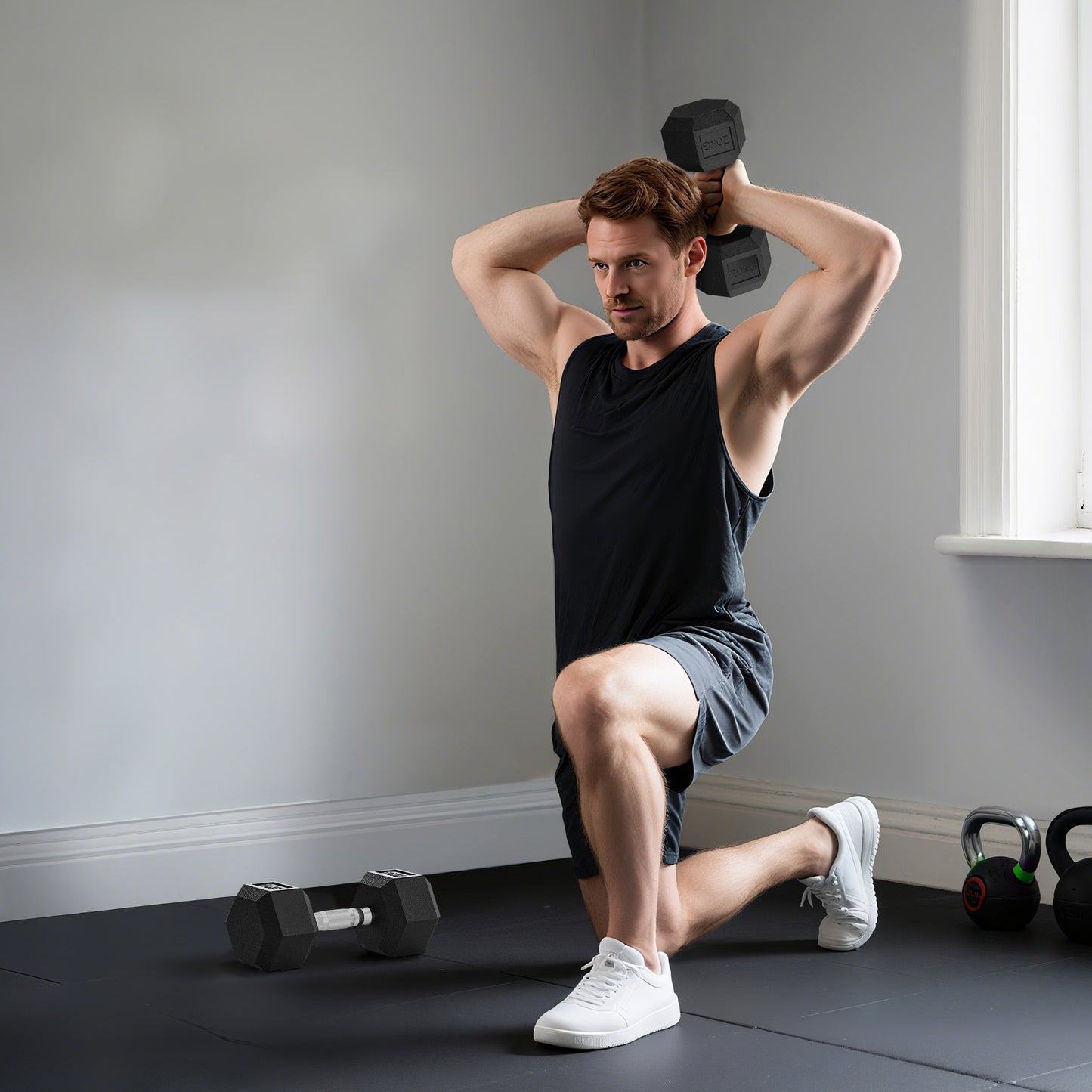 HOMCOM Hanteln mit gerändeltem Griff, Kurzhantel aus Gusseisen, 2 x 20kg für Zuhause, Fitnessstudio, Krafttraining