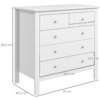 HOMCOM Kommode, Sideboard, leises Öffnen/Schließen, Kippschutz, 79 x 39,5 x 80,5 cm, Weiß
