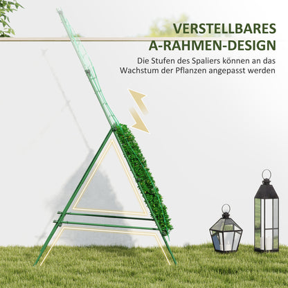 Outsunny Rankgitter aus Stahl zum Stecken rostfrei Rankhilfe in A-Form für Kletterpflanzen 101x133x227 cm Grün