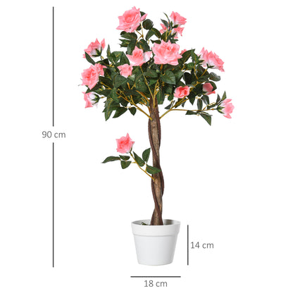 Outsunny Kunstbaum, Künstliche Pflanze im Zementtopf, Kunstpflanze