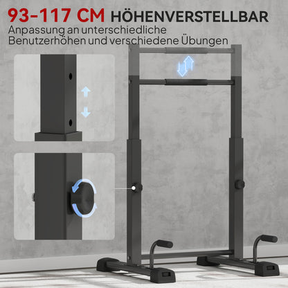 SPORTNOW Dip-Station, Liegestütz-Ständer, 93-117 cm höhenverstellbar, 540 kg Belastbarkeit, Ganzkörper-Training, Schwarz