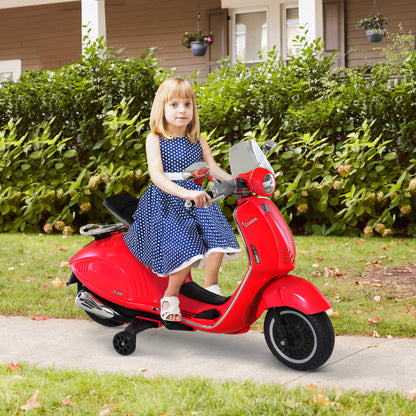 HOMCOM Elektro Kindermotorrad Elektromotorrad mit MP3, Musik, Scheinwerfer, Vor- und Rückwärtsgang, Kinder Elektro Motorrad für 3-6 Jahre Kinder, Rot