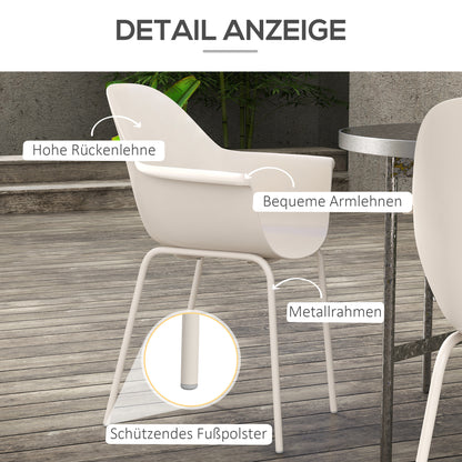 Outsunny 4er-Set Gartenstühle Outdoorstühle Gartenstuhl, Moderns Design, 59 cm x 55 cm x 84 cm, Grau