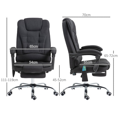 Vinsetto Bürostuhl mit Massagefunktion, Ergonomischer Schreibtischstuhl mit Liege- & Wärmefunktion, höhenverstellbar, Schwarz
