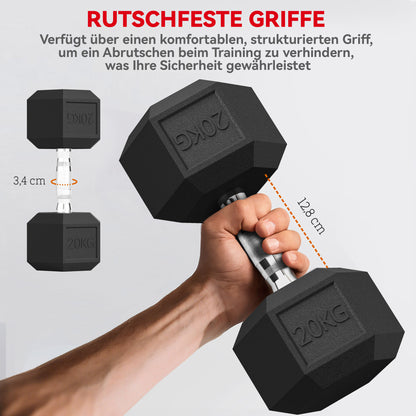 HOMCOM Hanteln mit gerändeltem Griff, Kurzhantel aus Gusseisen, 1 x 20kg, Kurzhanteln für Männer und Frauen, Dumbbell für Zuhause, Fitnessstudio, Krafttraining