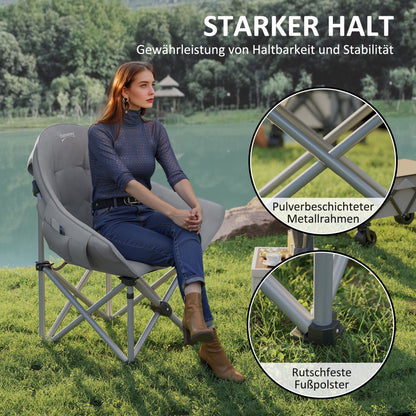 Outsunny Faltstuhl faltbar Campingstuhl mit Seitentasche Tragetasche gepolstert bis 120kg belastbar Dunkelgrau