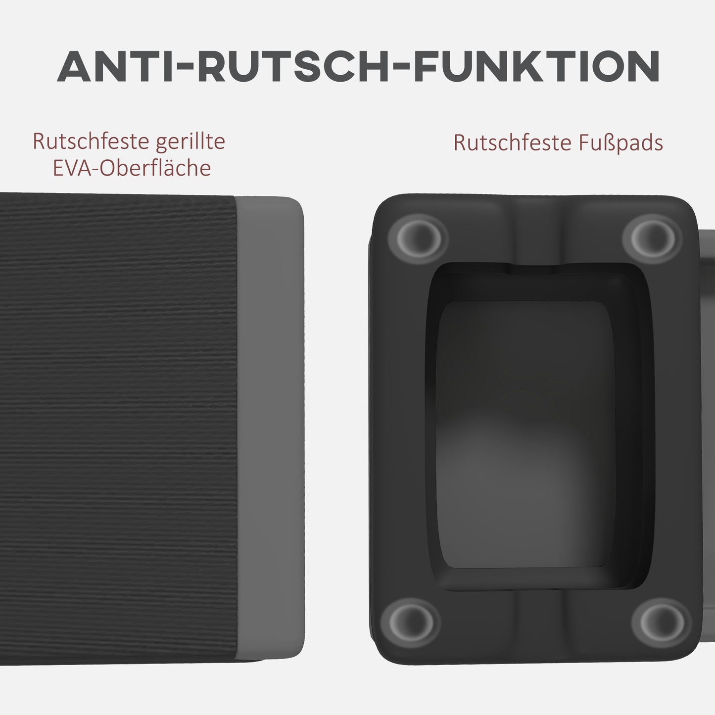 SPORTNOW Höhenverstellbarer Fitness-Stepper, rutschfest, für Zuhause, das Fitnessstudio oder das Büro geeignet, Kunststoff, Grau