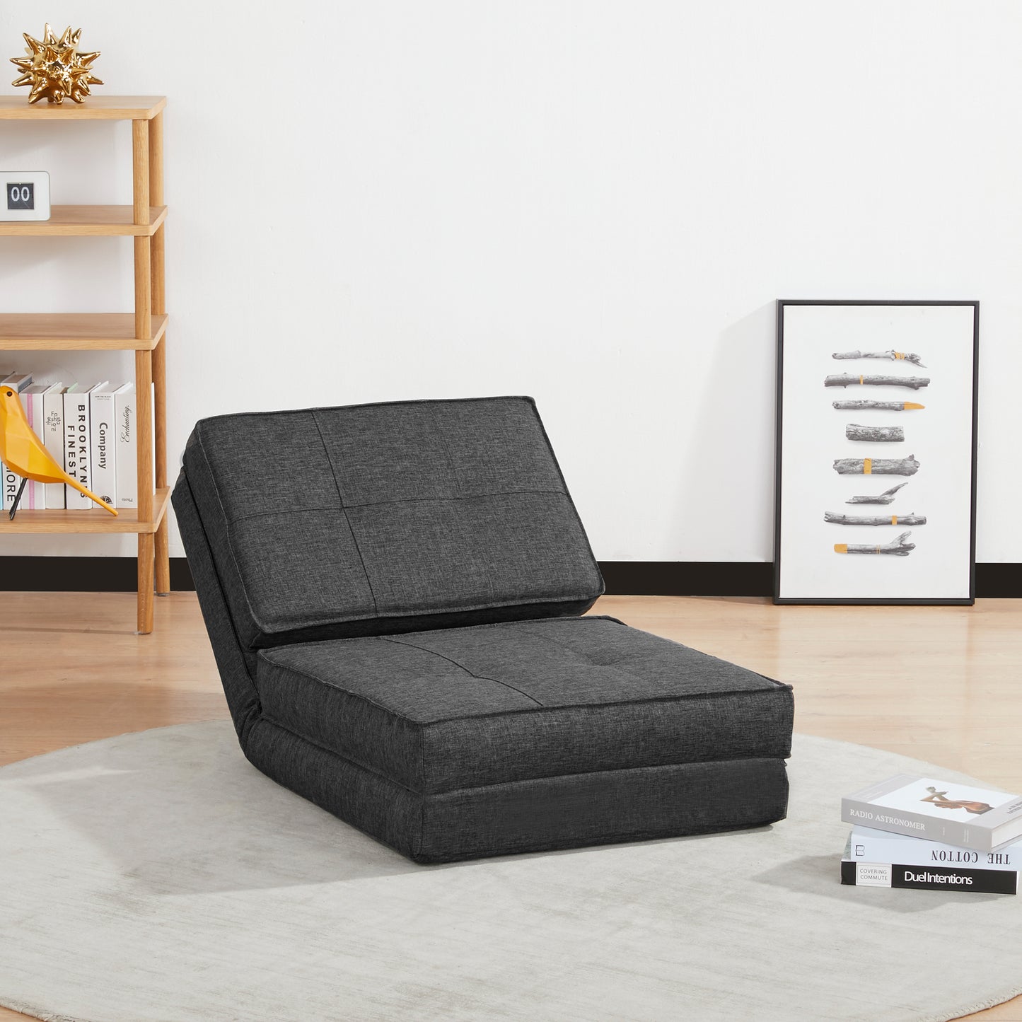 HOMCOM Bodensessel, verstellbarer Klappsessel, 61 x 73 x 58 cm, Dunkelgrau
