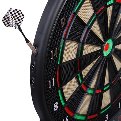 HOMCOM Elektronische Dartscheibe Dartboard Dart-set mit LED Anzeige mit automatischer Wertung Soundeffekte 6 Darts 24 Dartköpfe 27 Spiele und 243 Trefferoptionen für 16 Spieler 44 x 51,5 x 3,2 cm