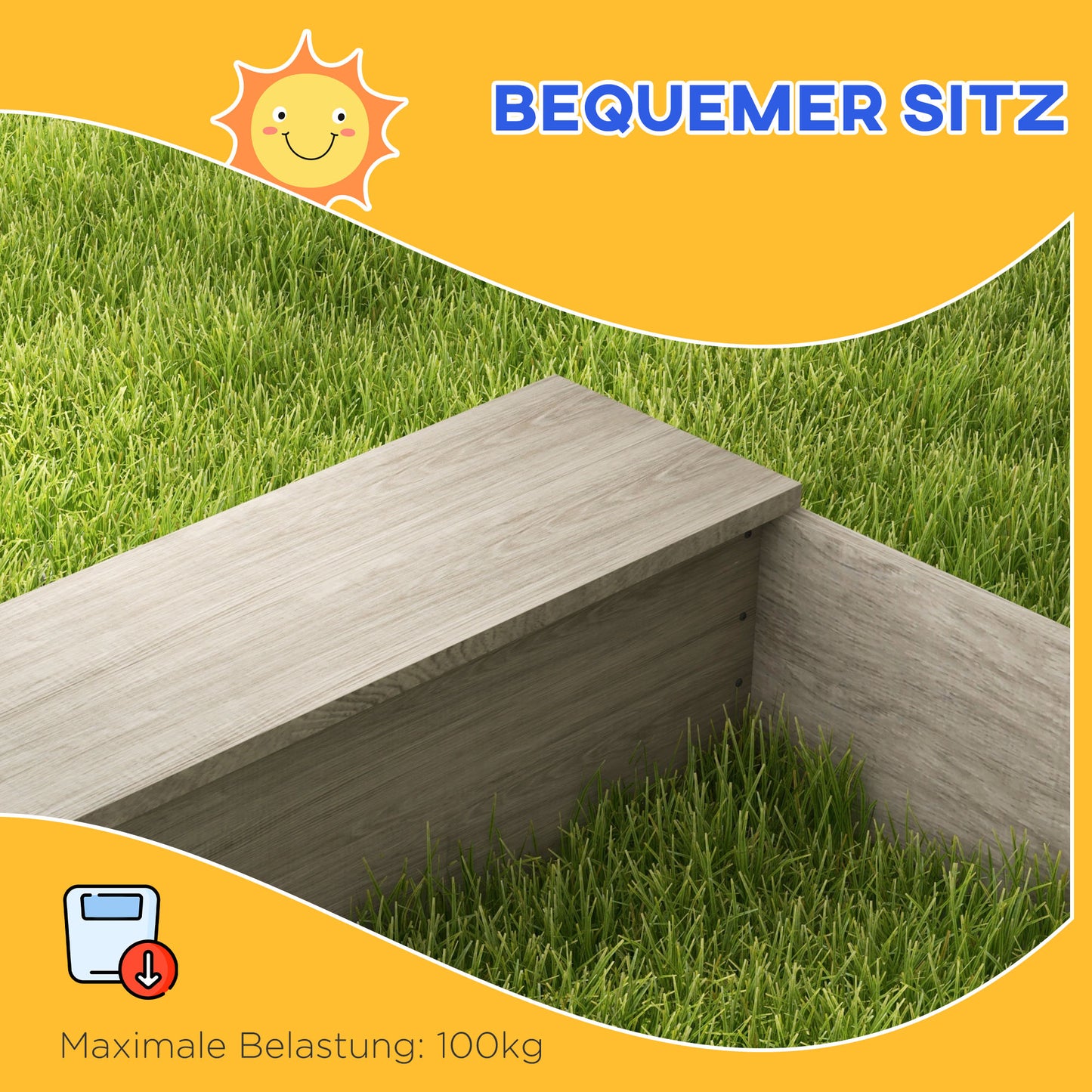 Outsunny Sandkasten mit Wasserstation, 2 Pflanzkästen, behandeltes Massivholz, 154 x 80 x 60cm, Grau