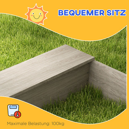 Outsunny Sandkasten mit Wasserstation, 2 Pflanzkästen, behandeltes Massivholz, 154 x 80 x 60cm, Grau