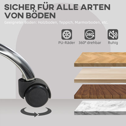 HOMCOM Homeoffice Stuhl, Ergonomisch Schreibtischstuhl mit Wippfunktion, Teddysamtoptik 56 x 61 x 86 cm Grau