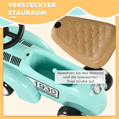 AIYAPLAY Kinder Rutschauto, Vintage-Design, versteckter Stauraum, Kippschutz, Hupe, 12-36 Monate, Grün