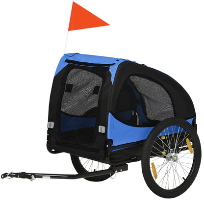 PawHut Hundeanhänger, klappbarer Hunde-Fahrradanhänger, wasserbeständig, Oxfordstoff, Stahl, 140 x 71 x 83 cm, Blau