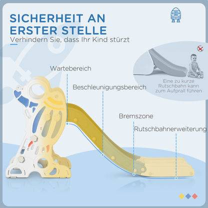 AIYAPLAY Rutsche für Kinder 1,5 bis 3 Jahre, Raketen-Design, Sticker-Set, blau, 157 x 46,5 x 80 cm