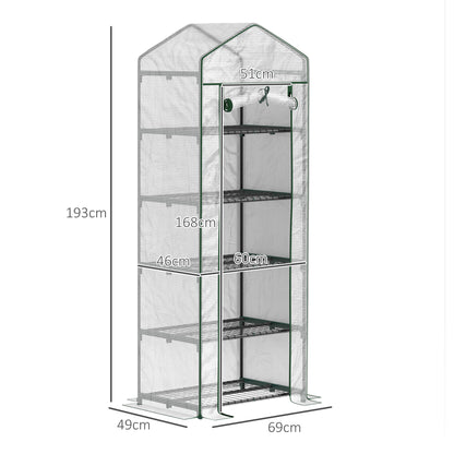 Outsunny Mini-Gewächshaus für Blumen oder Gemüse, Stahl, Kunststoff, 69L x 49B x 193H cm, Weiß