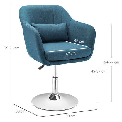 HOMCOM Drehstuhl, leinenartiges Polyester, Metall, 60 x 60 x 79-91 cm, Blau