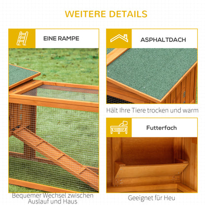 PawHut Kleintierstall Kleintierkäfig Kleintierhaus mit Asphaltdach Tannenholz Orange