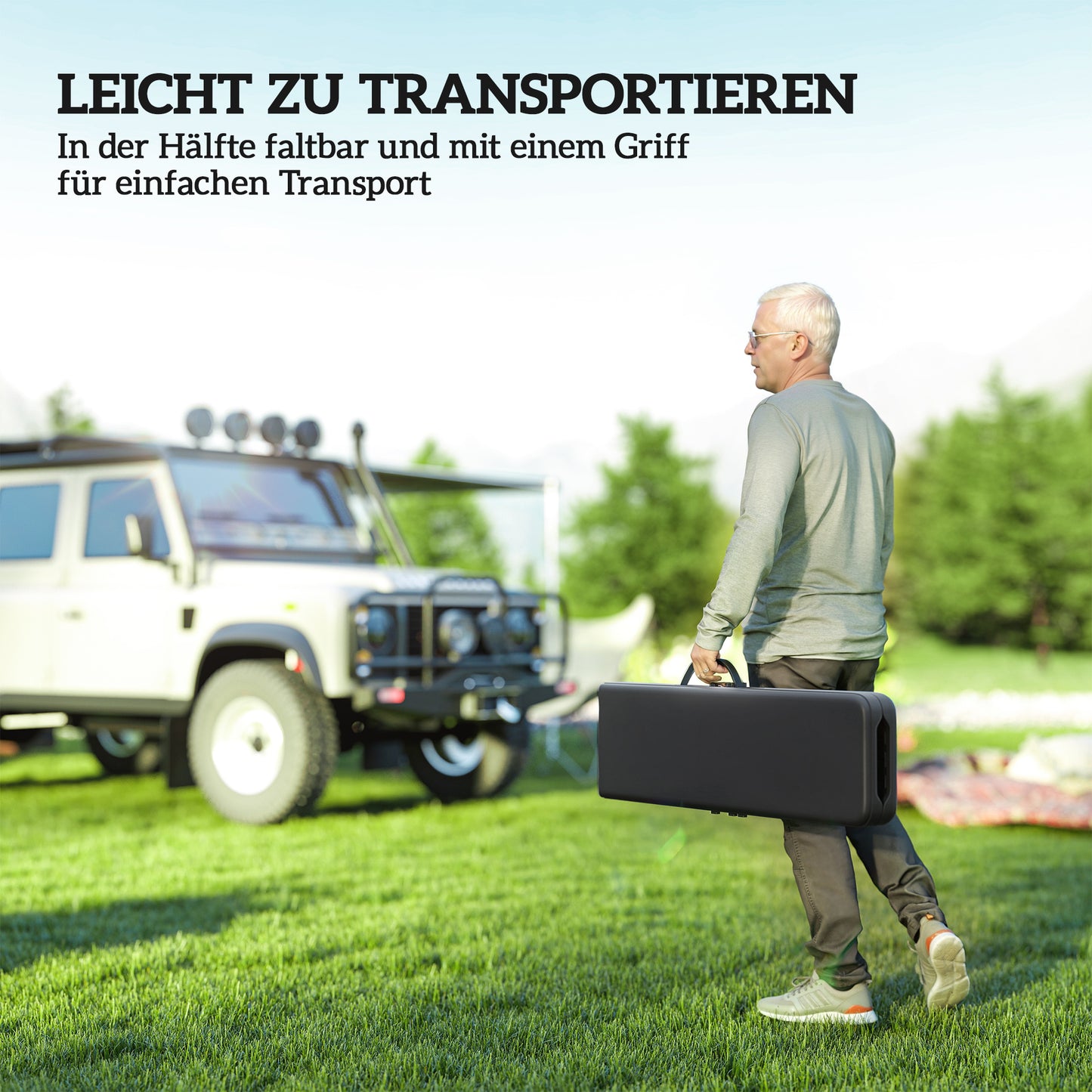 Outsunny Campingbank, Kunststoff-Outdoor-Bank, 240 kg Belastbarkeit, Schwarz