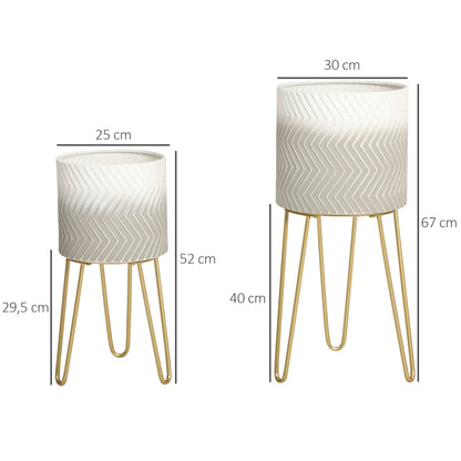 Outsunny Set aus 2 Blumenständern, dekoratives Design, Metallrahmen, 30 x 30 x 67 cm