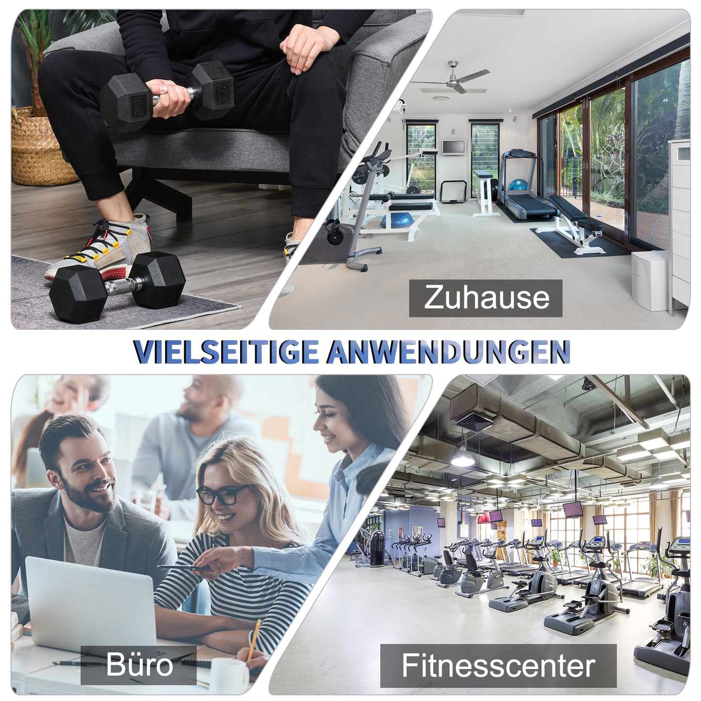 HOMCOM Hexagon Hanteln, 2er Set Hanteln mit gerändeltem Griff, Kurzhantelset aus Gusseisen, 2 x 10 kg, Kurzhanteln für Männer Frauen, Zuhause, Fitnessstudio, Krafttraining