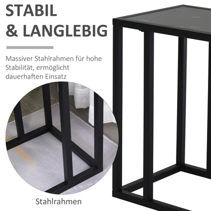 HOMCOM Beistelltisch, C-förmig, platzsparend, Nachttisch/Couchtisch, Marmoroptik, 45 x 30 x 51,5 cm