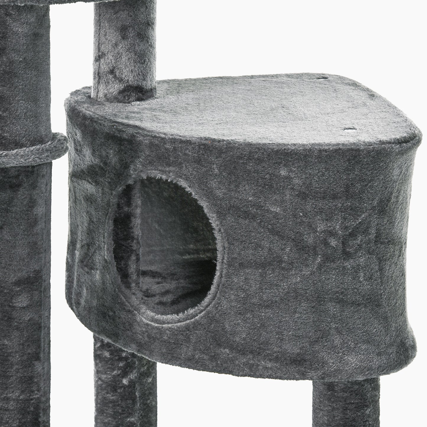 PawHut Kratzbaum deckenhoch Höhe 220-265 cm Katzenbaum mit Spielbälle, Katzenhöhle, Hängematte, Sisalstämme, Plattformen mehrstöckiger Katzenkratzbaum Kletterbaum für mittelgroße Katzen, Dunkelgrau
