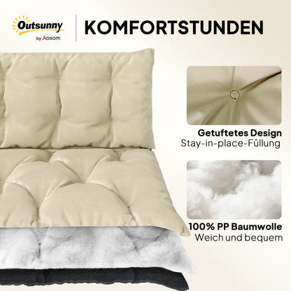 Outsunny Outdoor-Kissen-Set für Bank oder Hollywoodschaukel, zweifarbig, Polyester, Schaumstoff, 180 x 110 x 8 cm, Beige+Schwarz