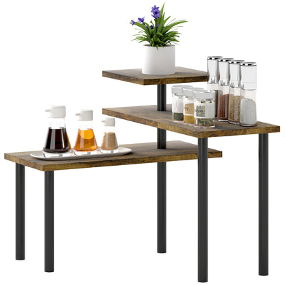 HOMCOM Küchenregal, Drehbar Mikrowellenregal mit 3 Ebenen, Industrielles Standregal Metall, 40 x 18 x 36,5 cm