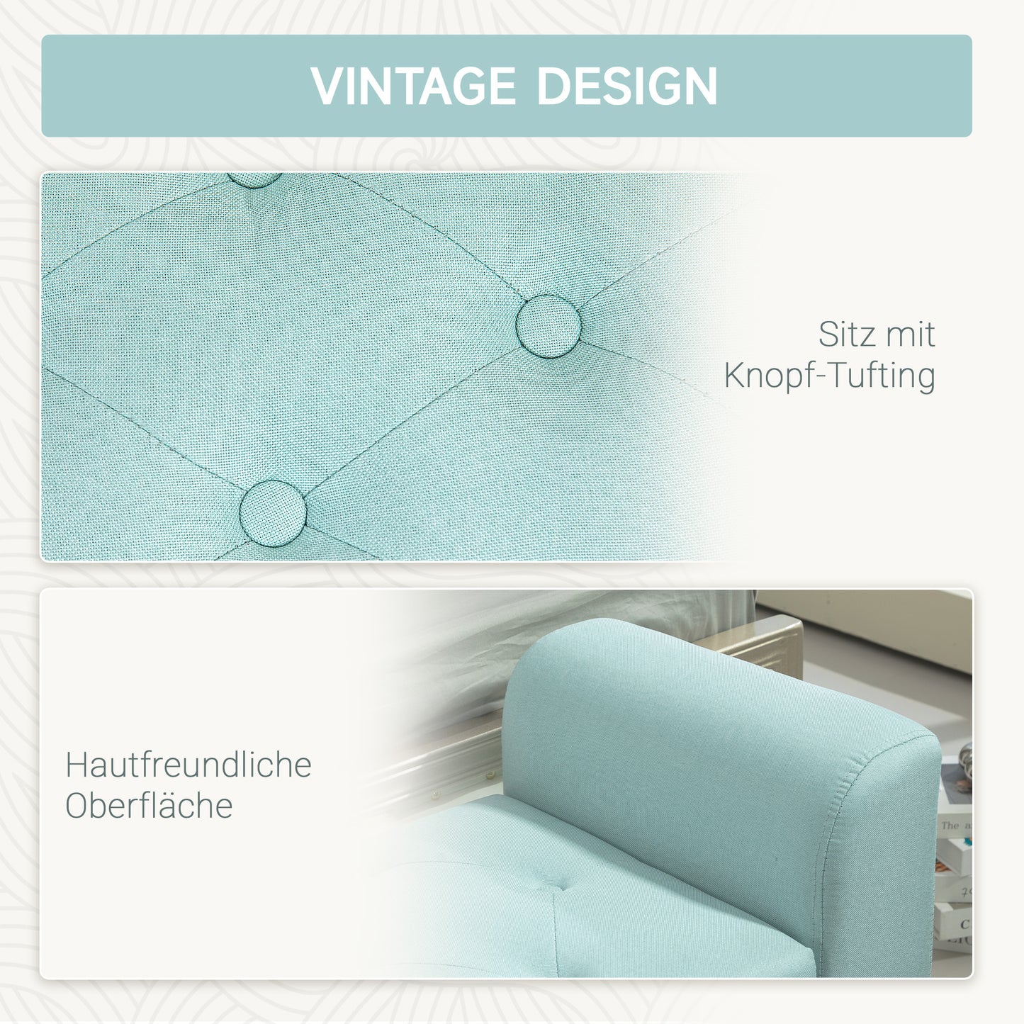 HOMCOM Sitzbank mit Stauraum, Polsterbank, belastbar bis 130 kg, Leinenoptik, Kautschukholz, 116 x 44 x 58 cm, Grün