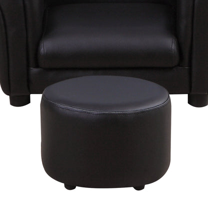 HOMCOM Kindersessel mit Fußhocker Kindercouch Kindersofa Minisofa für 1,5-3 Jahre Kinder Kindermöbel Holz Schwarz 54 x 42 x 41 cm