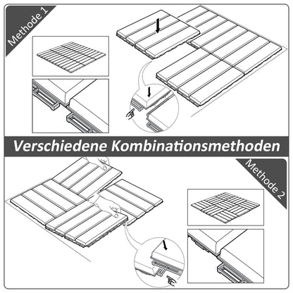 Outsunny Terrassenfliesen 30 x 30 cm 9 Stück 0,81㎡ Klickfliesen Balkonfliesen mit Klicksystem Drainagefunktion Bodenbelag Fliese für Terrasse Balkon Schwarz