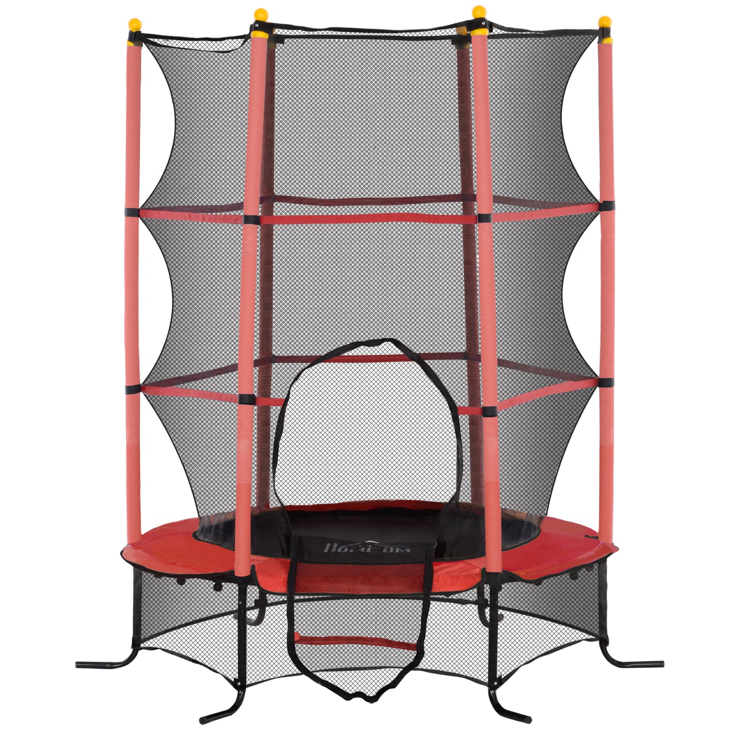 HOMCOM Trampolin für Kinder, Ø163 cm, mit Sicherheitsnetz, für drinnen und draußen, Belastung bis 50 kg, Stahl, Kunststoff, Rot