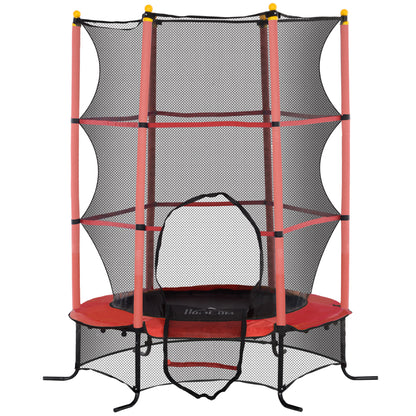 HOMCOM Trampolin für Kinder, Ø163 cm, mit Sicherheitsnetz, für drinnen und draußen, Belastung bis 50 kg, Stahl, Kunststoff, Rot